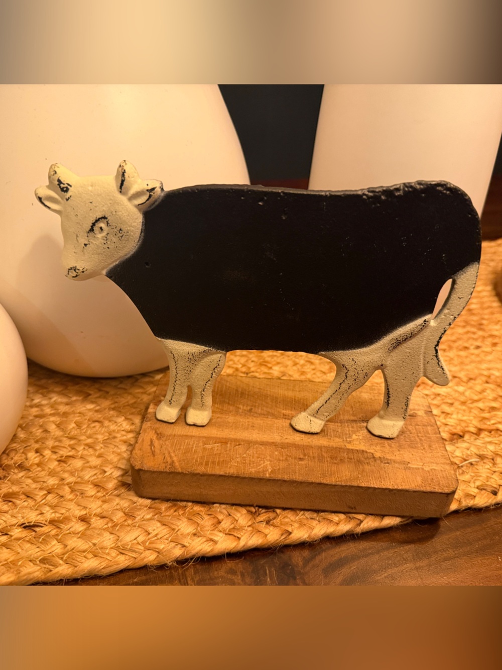 Rustic Black Chalkboard Cow Decor